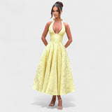 Textured Halterneck Midi Dress