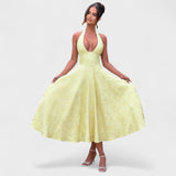 Textured Halterneck Midi Dress