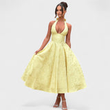 Textured Halterneck Midi Dress
