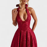 Textured Halterneck Midi Dress