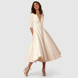 A-Line Midi Dress with Half Sleeves