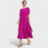 Layered Chiffon Midi Dress