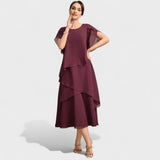 Layered Chiffon Midi Dress