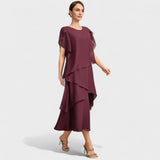 Layered Chiffon Midi Dress