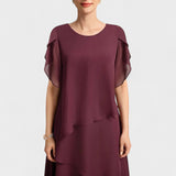 Layered Chiffon Midi Dress